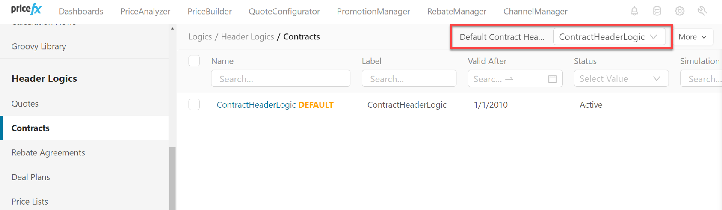 capture default contract header logic