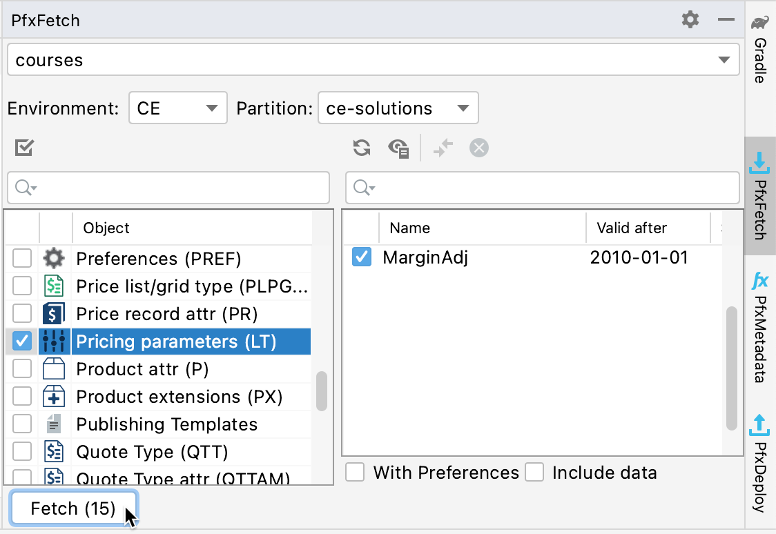 fetch price parameter attributes
