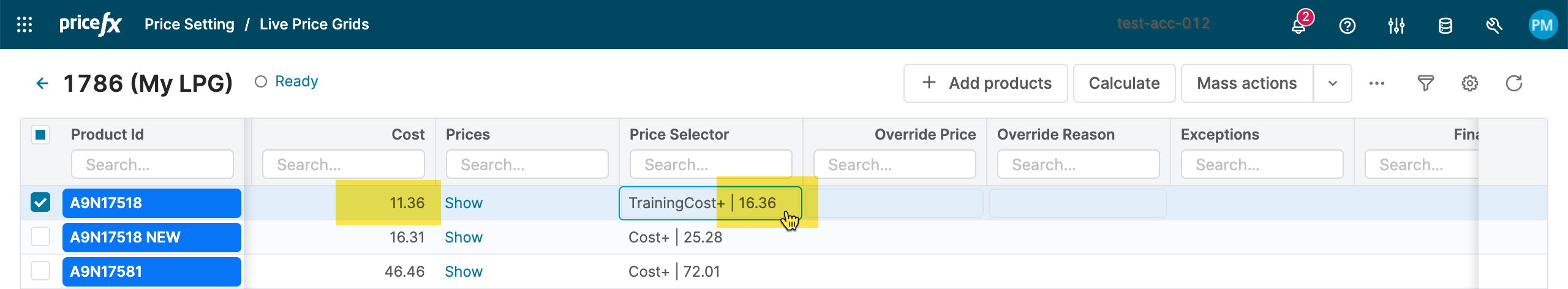 lpg result cost parameter