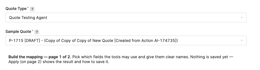 Quote Discovery Wizard Quote Type and Sample Quote