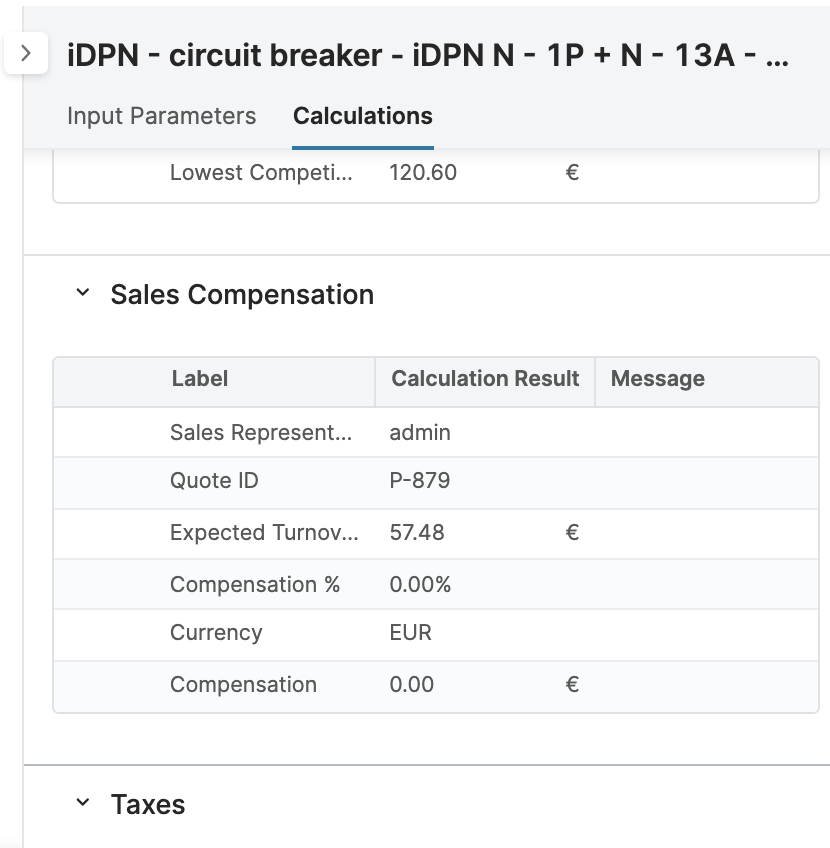 quote detail sales compensation calculation sample