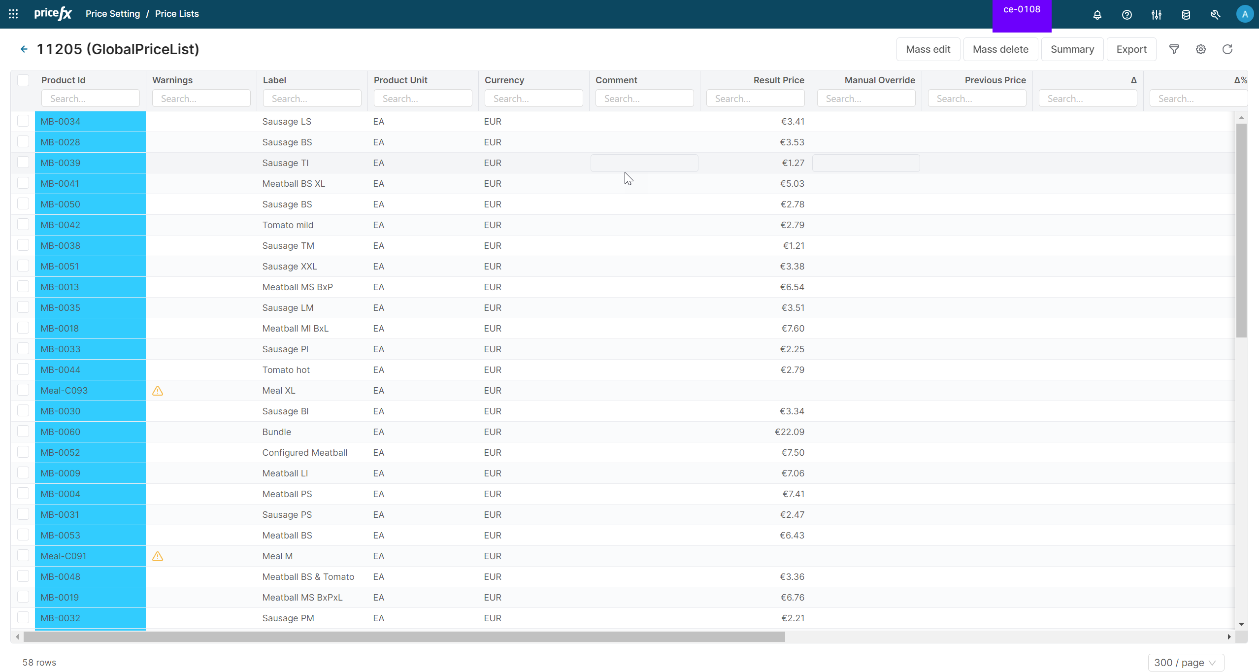 PricelistLineItemsGF