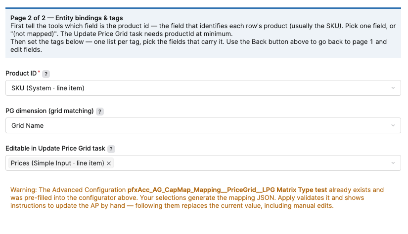 Price Grid Discovery Wizard Page 1