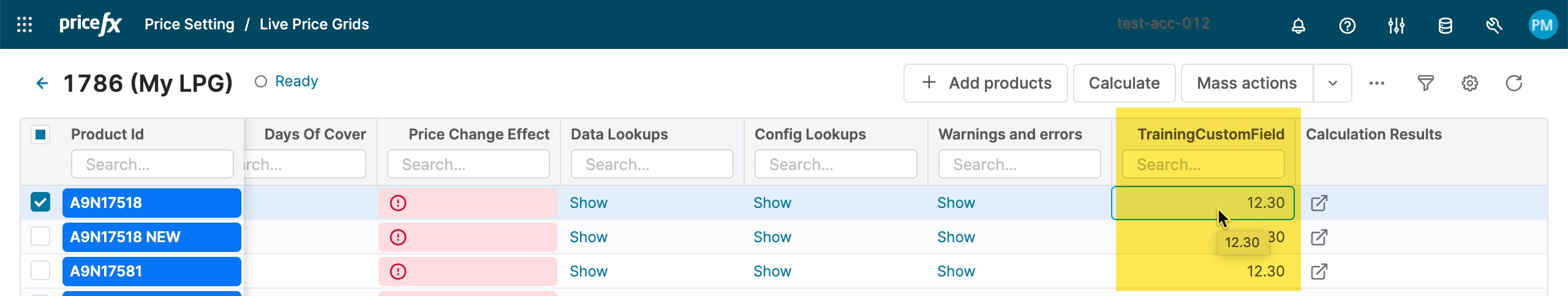 lpg with custom field