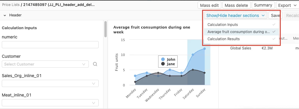 PricelistHeader ClientView