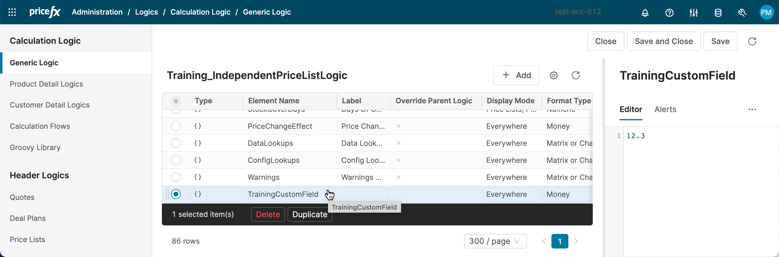 inherited logic with custom field