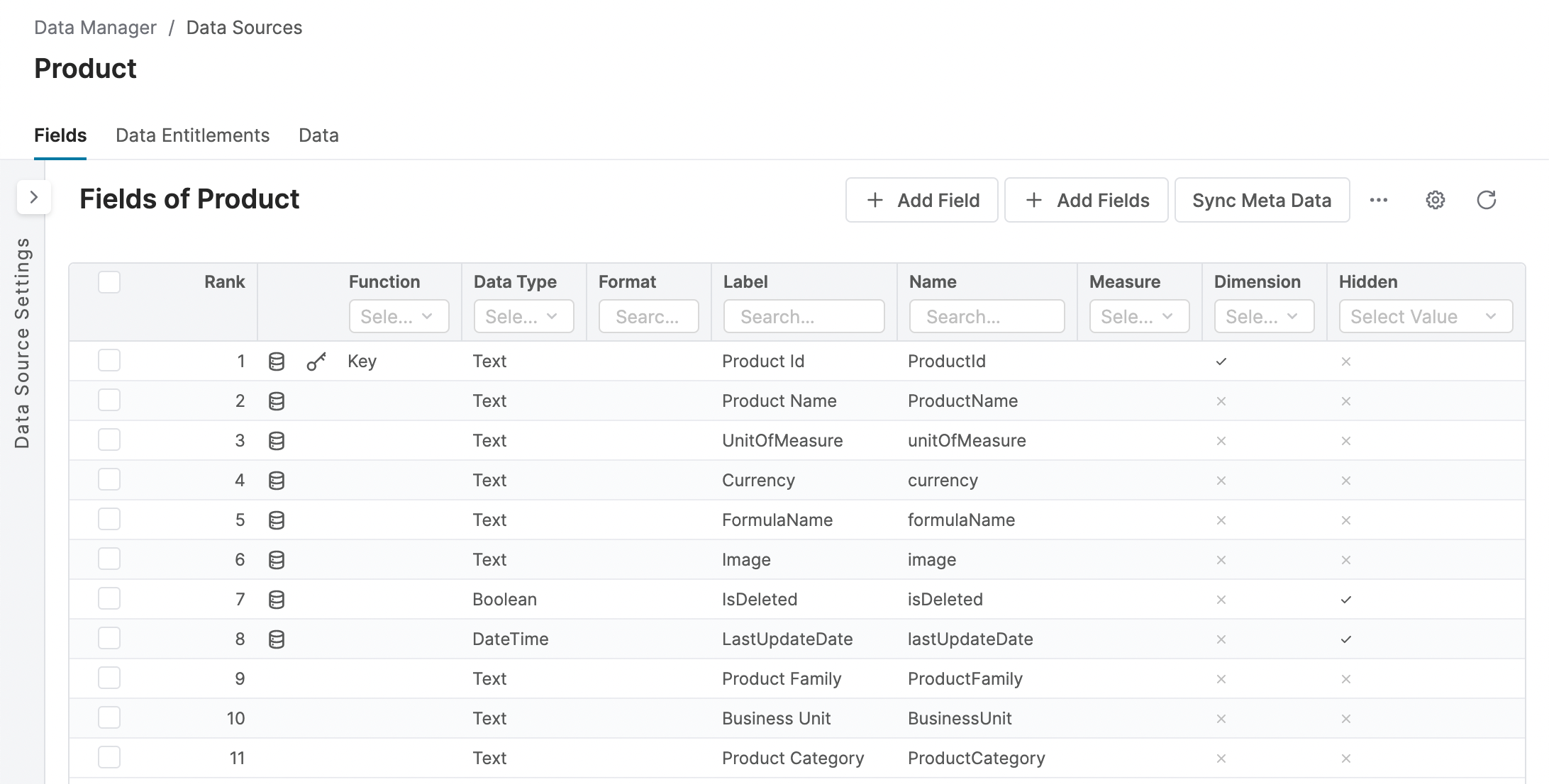 data source product after sync