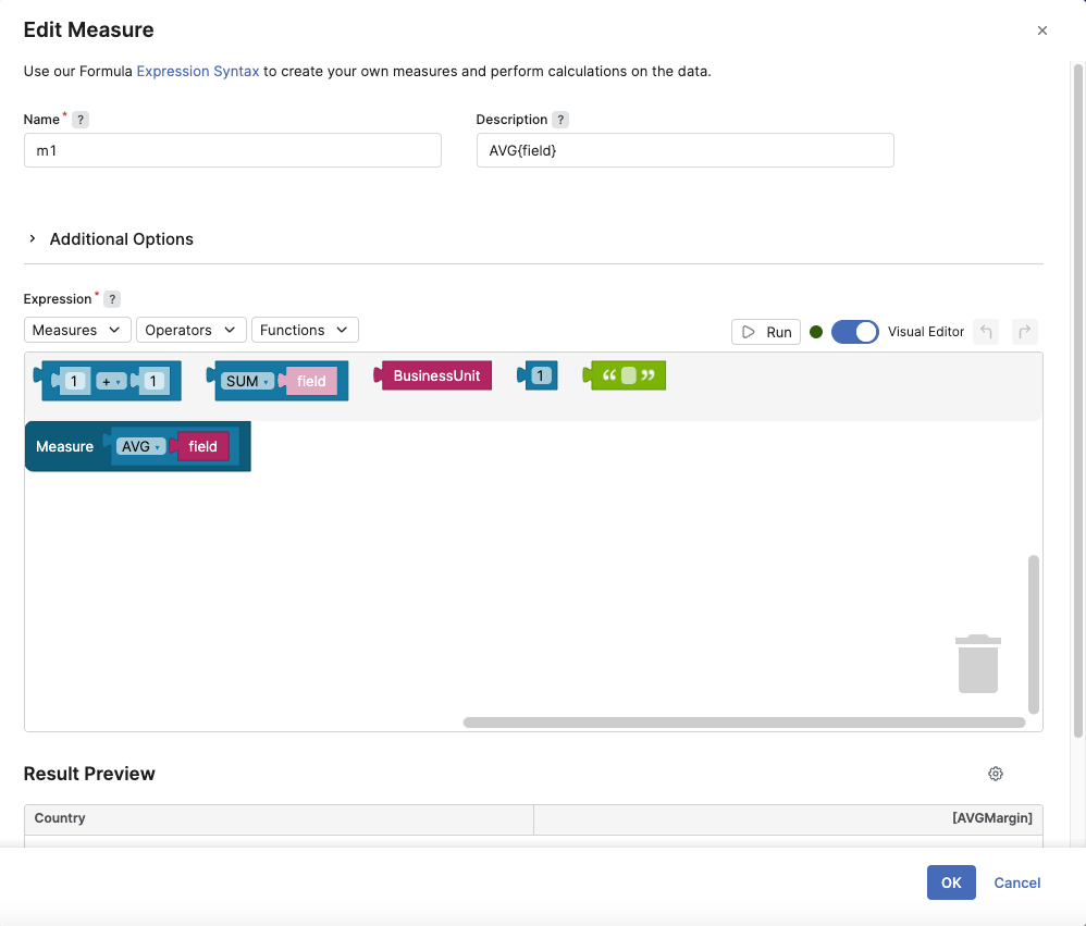 Edit Measure Expression dialog