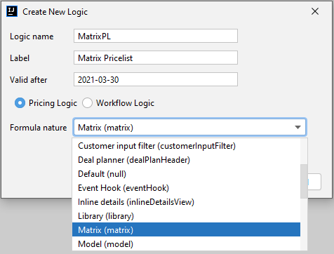MatrixPL CreateLogic