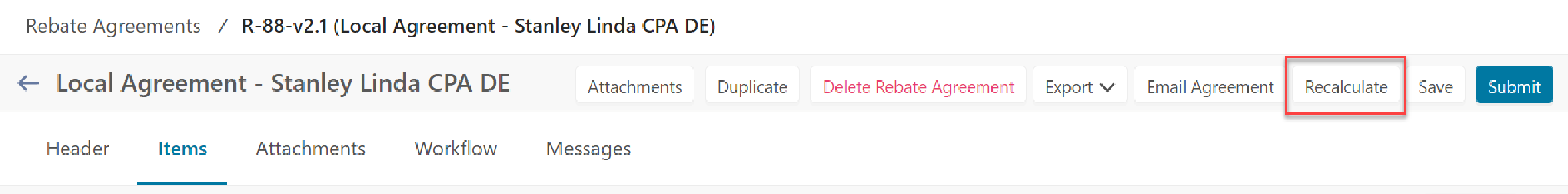 RBA calculate button