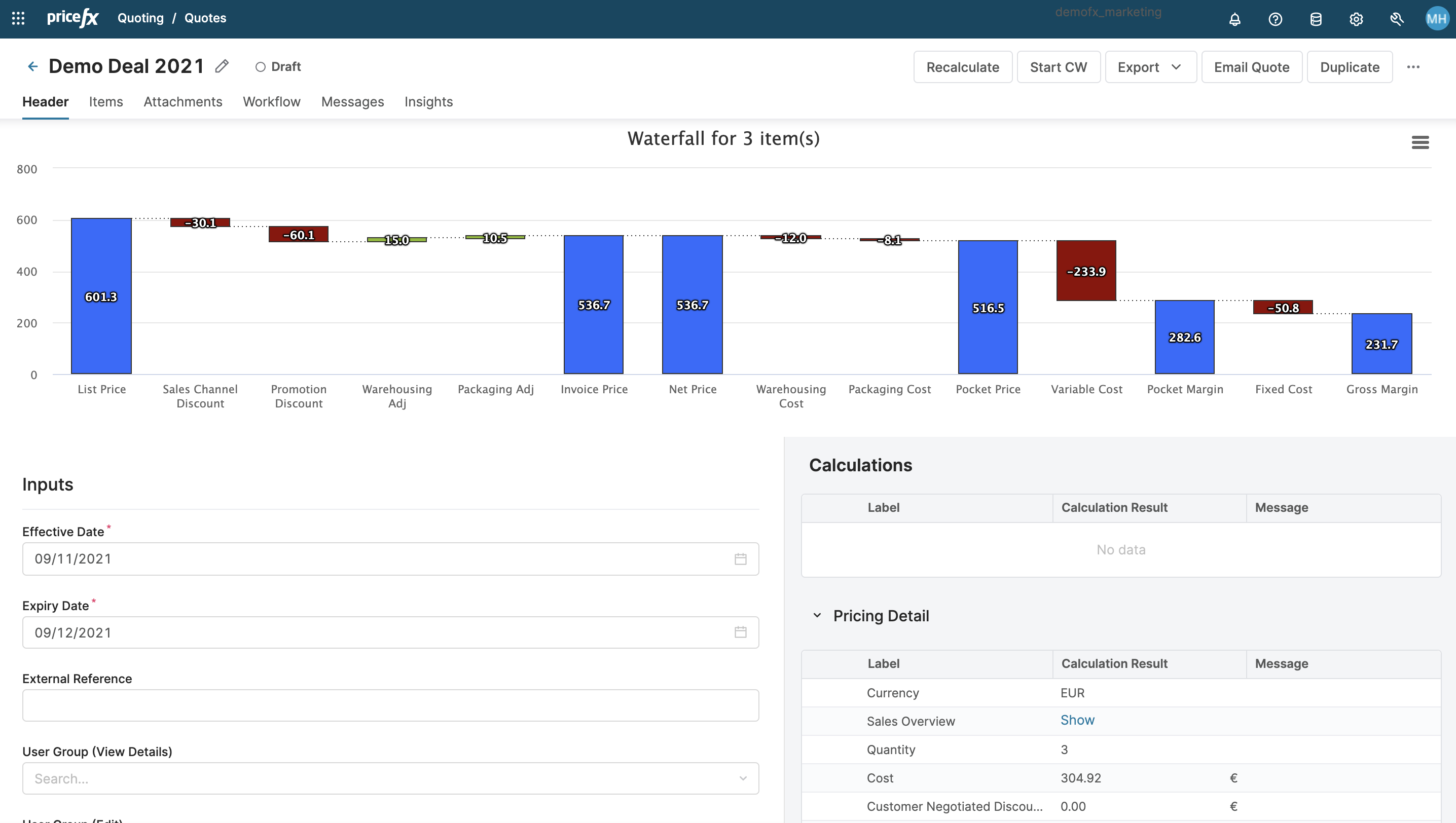 quote detail page sample