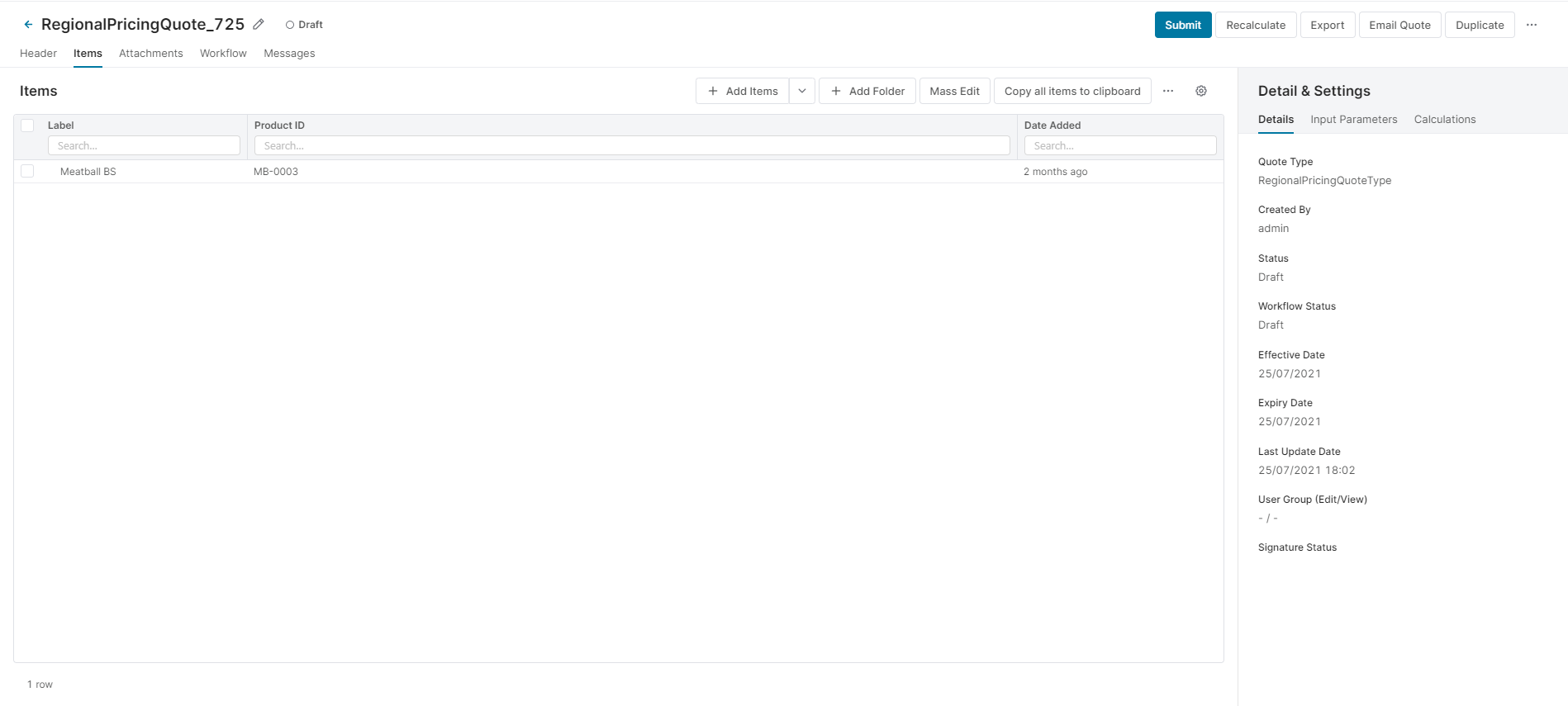 QuoteLineItemScreenShot GodFather